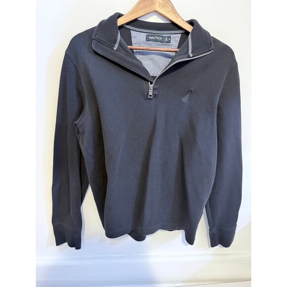 Men’s Nautica 1/4 Zip Navy Blue Long Sleeve Sweater Size Medium - Picture 1 of 6